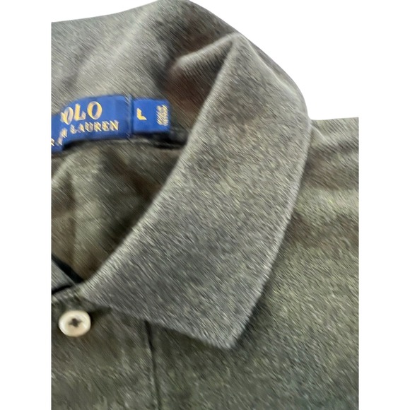 Polo Ralph Lauren Long Sleeve Polo Shirt Olive Green Cotton Casual Mens L - Picture 2 of 2